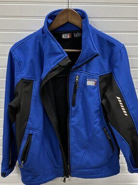 32 Degree Weatherproof Jacket Women Size Large L Softshell Blue Black Broken Zip